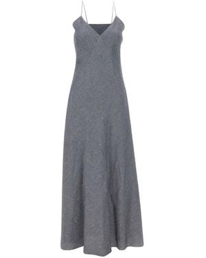 Eleventy V-Neck Strap Maxi Dress - Grey