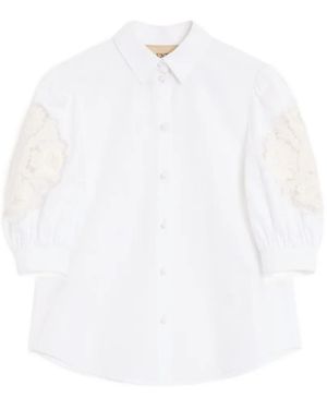 Valentino Garavani Macramé-Embroidered Puff-Sleeve Shirt - White