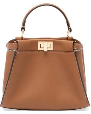 Fendi Peekaboo Leather Mini Bag - Brown