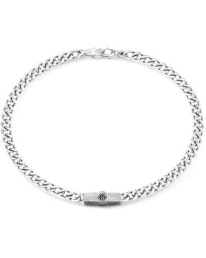 Philipp Plein Plein Tag Gourmette Necklace - White
