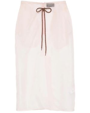 Simone Rocha Sheer Frayed Column Midi Skirt - Pink