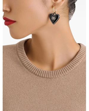 Dolce & Gabbana ハート ドロップピアス - メタリック
