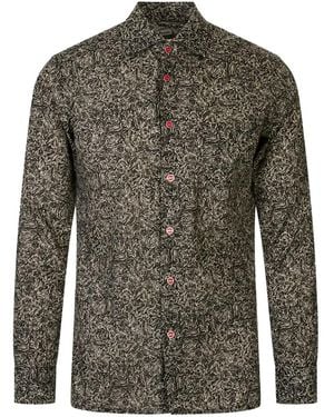 Kiton Chemise Fleurie À Manches Longues - Gray