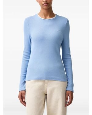 Stine Goya Ribbed-Knit Long-Sleeve Top - Blue