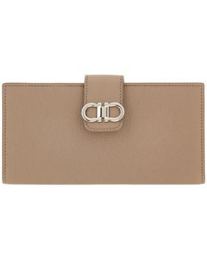 Ferragamo Double Gancini Continental Wallet - Natural