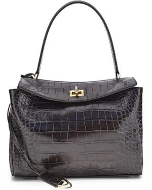 Balenciaga クロコパターン ショルダーバッグ - ブラック