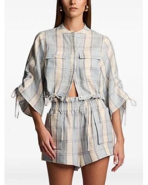 Hevron Eva Plaid Blouse - Gray