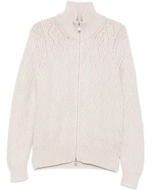 Barba Napoli Patterned Zip-up Cardigan - ホワイト
