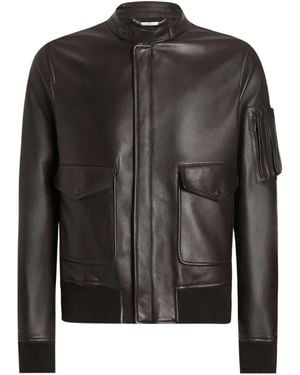 Dolce & Gabbana Zip-Fastening-Pocket Leather Jacket - Black