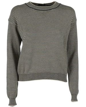 Weekend by Maxmara Gestreiftes Langarmshirt - Grau