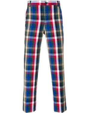 Thom Browne Gingham Tartan Cotton Suiting Unconstructed Chino Trouser - Blue
