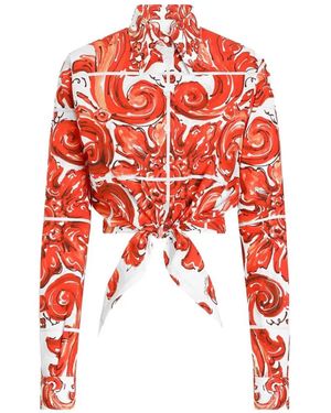 Dolce & Gabbana Majolica-Print Poplin Shirt - Red