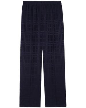 Burberry Check Silk Pants - Blue