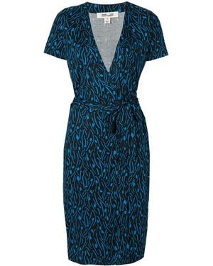 Diane von Furstenberg Embroidered Wrap Dress - Blue