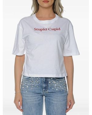 ARMANI EXCHANGE Slogan-Print Cropped T-Shirt - White