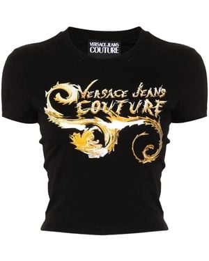 Versace Jeans Couture Chromo Couture Cropped T-Shirt - Black