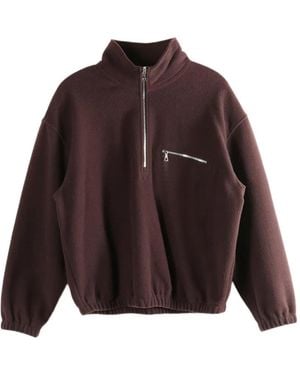 Rier Sweat En Polaire À Col Zippé - Marron
