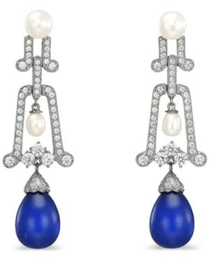 Anabela Chan Rhodium Vermeil And 14K Moderne Multi-Stone Earrings - Blue