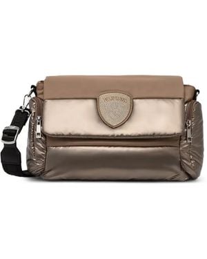 Blauer Padded Crystal-Logo Shoulder Bag - Grey