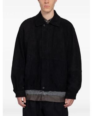 Ssstein Goat Suede Zip-Up Jacket - Black