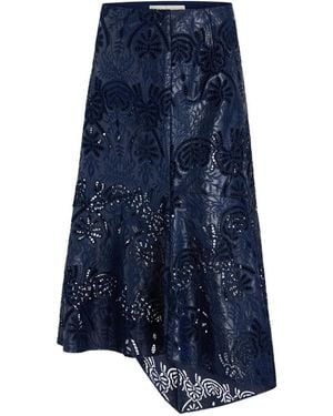Marie Oliver Jupe Asymétrique Casey À Dentelle Fleurie - Bleu