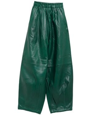 Frankie Shop Pantalon En Cuir À Coupe Ample - Green