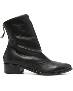 Moma Rigazip Leather Ankle Boots - Black