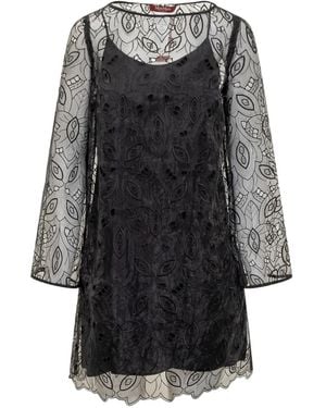 Max Mara Embroidered Mini Dress - Black