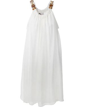 Lanvin Embellished Strap Draped Dress - White