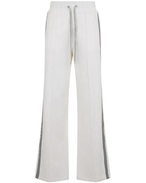 Moorer Side-Stripe Wide-Leg Track Trousers - White