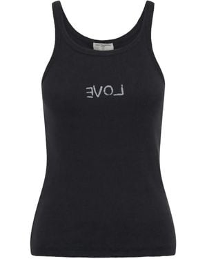 One Teaspoon Scoop-Neck Lettering Tank Top - Black