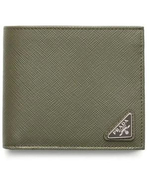 Prada Saffiano Leather Bi-Fold Wallet - Green