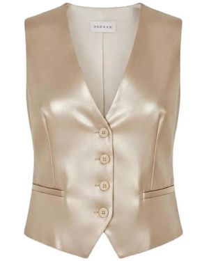 P.A.R.O.S.H. Metallic-Effect V-Neck Gilet - Natural