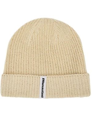 Manastash Ribbed Logo Beanie - Natural