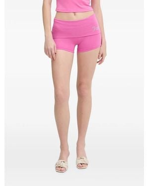 Juicy Couture Rhinestone-Logo Mini Shorts - Pink