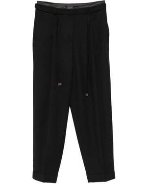Peserico Tie-Fastening Turn-Up Pants - Black