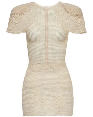 Magda Butrym Crochet Flared-Sleeve Mini Dress - White