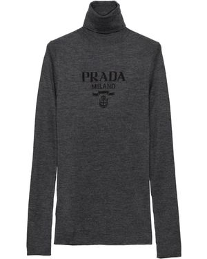 Prada Jersey Con Cuello Alto - Negro