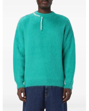 Bonsai Contrast-Stitch Mohair-Blend Jumper - Blue