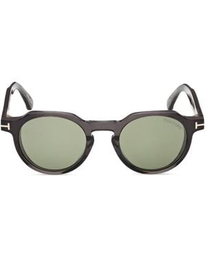 Tom Ford T-Hinge Geometric-Frame Sunglasses - Green
