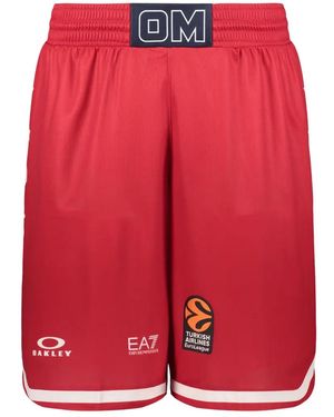 EA7 Logo-Print Star-Detail Track Shorts - Red