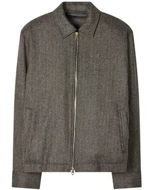 Paul Smith Herringbone Wool-Cashmere Zip Jacket - Gray