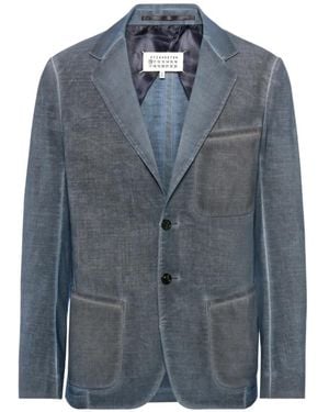 Maison Margiela Double-Dyed Single-Breasted Blazer - Blue