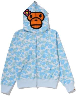 A Bathing Ape Full Zip Camouflage-Print Hoodie - Blue