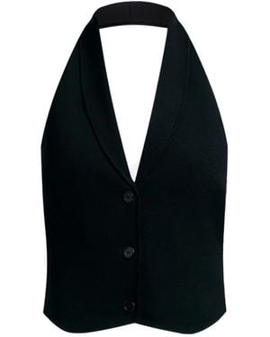 12 STOREEZ Buttoned Open-Back Vest - Black