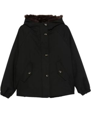 19.61 MILANO Kapuzenmantel Mit Faux Fur - Schwarz