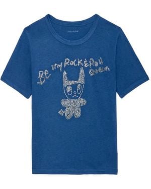 Zadig & Voltaire Crystal-Embellished T-Shirt - Blue