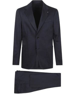 Lardini Flower-Pin Single-Breasted Suit - Blue