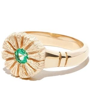 Bleue Burnham サファイア シグネットリング 9Kイエローゴールド - ホワイト