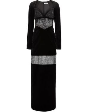 Nina Ricci Velvet Lace-Insert Dress - Black